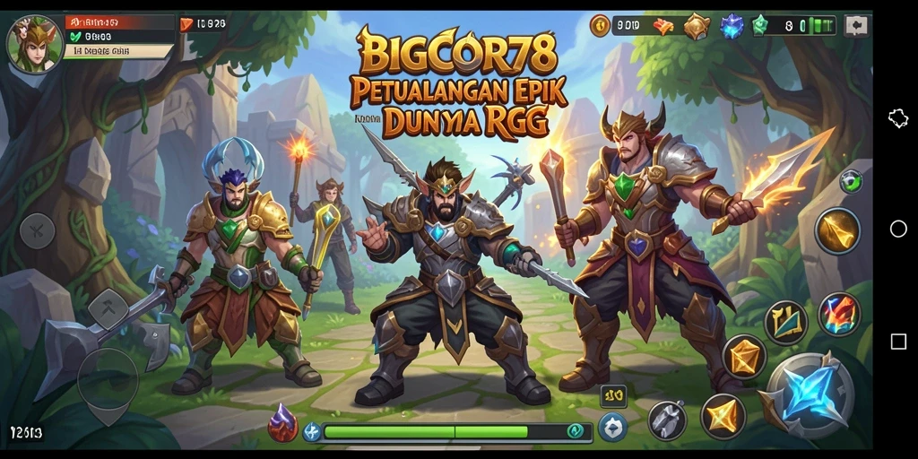 Tangkapan layar gameplay BIGCOR78 yang menunjukkan pertempuran epik dan petualangan fantastis.