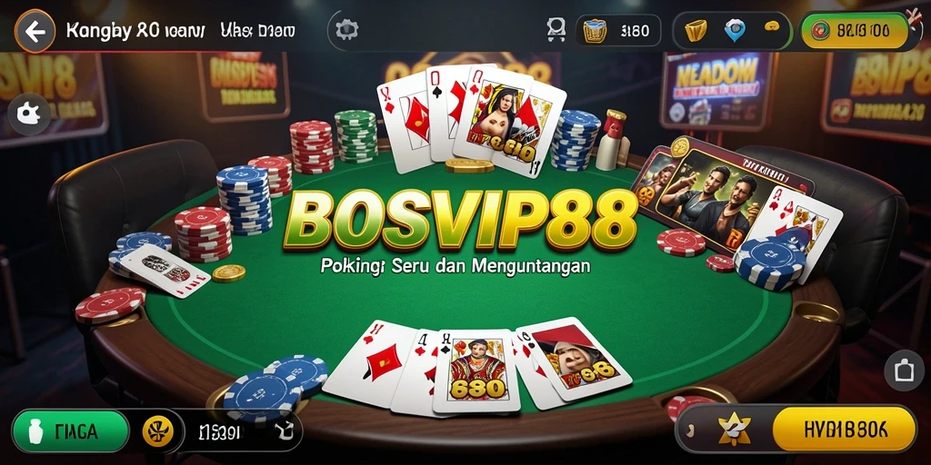 Tampilan gameplay Poker yang seru dan interaktif di BOSVIP88.