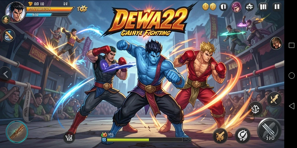 Gameplay DEWA22 menampilkan pertarungan seru dan karakter yang unik.
