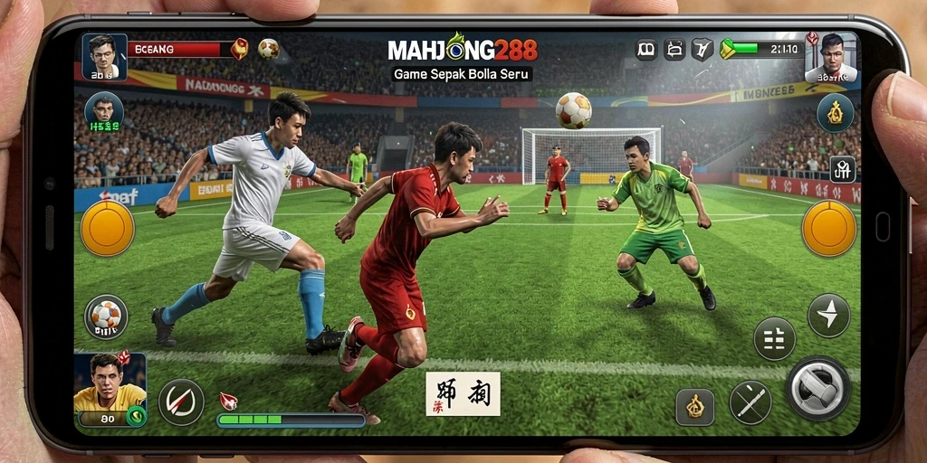 Screenshot gameplay <strong>MAHJONG288</strong> yang menampilkan pertandingan sepak bola yang mendebarkan.