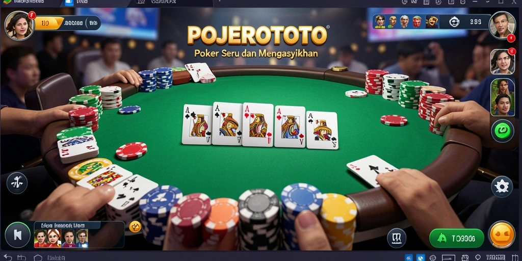 Tampilan gameplay Poker di POJEROTOTO yang menarik dan interaktif.
