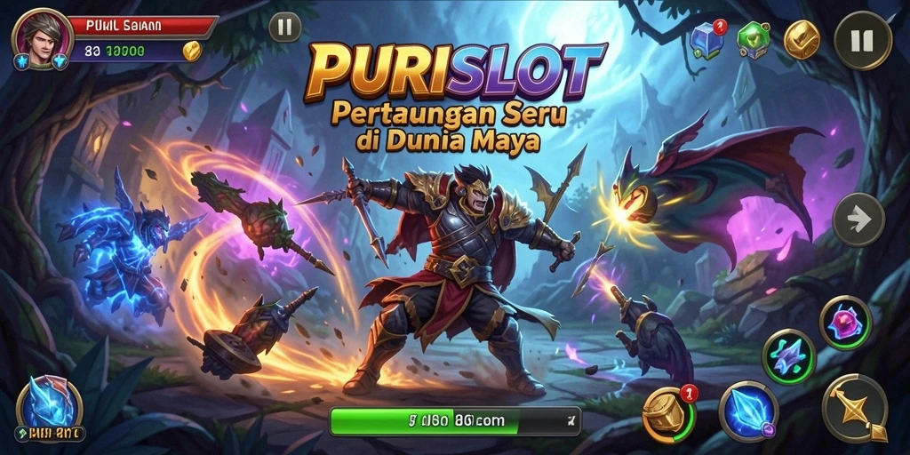 Tampilan menegangkan saat karakter bertarung di PURISLOT.