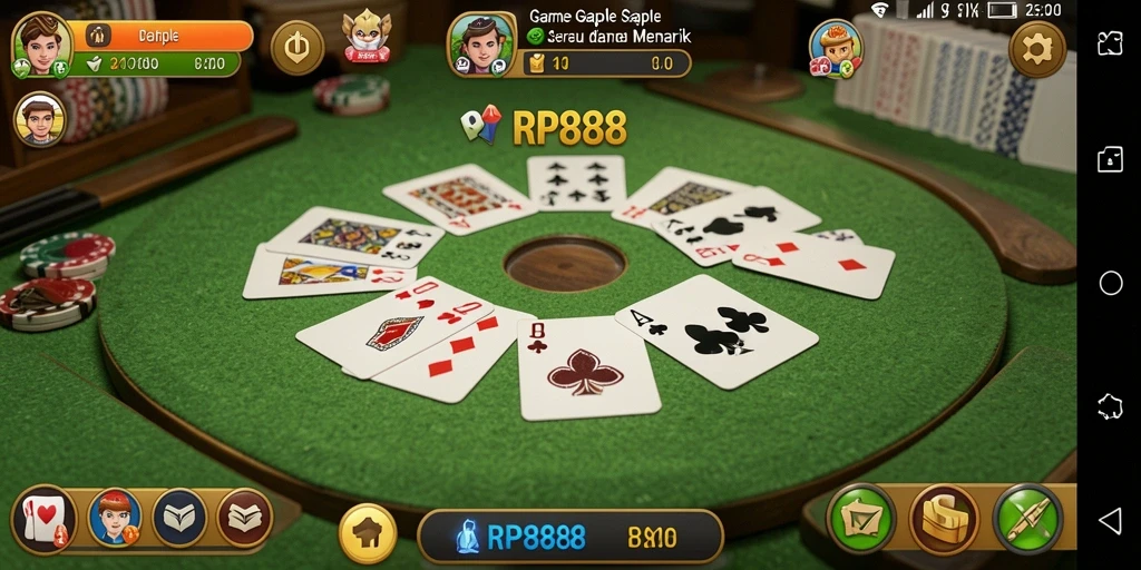 Tampilan indah dari gameplay Gaple di RP888 yang mengasyikkan.
