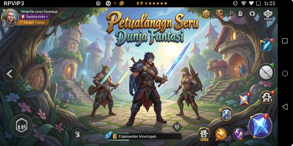 Screenshot RPVIP3 menampilkan aksi seru dalam pertarungan RPG yang menegangkan.